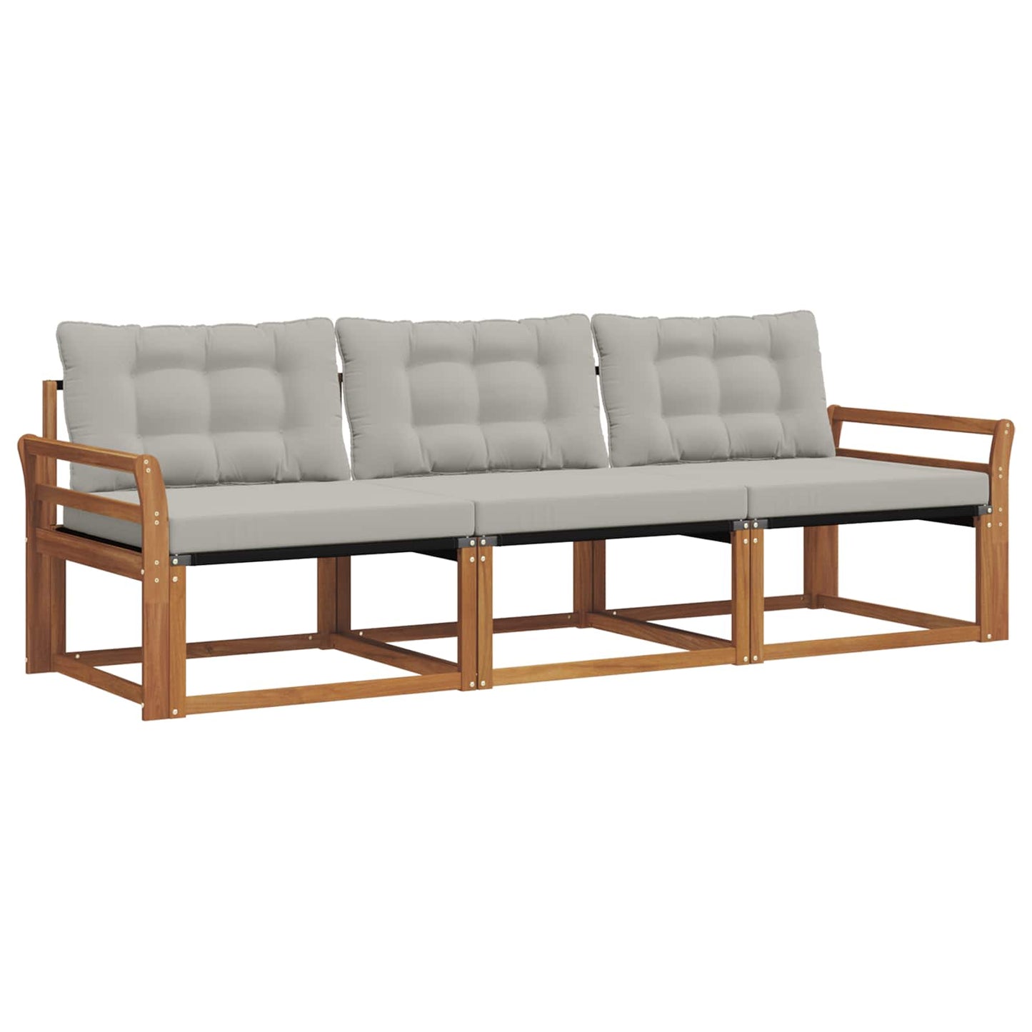 Set di divani da esterno 3 pcs Grigio Naturale e Chiaro