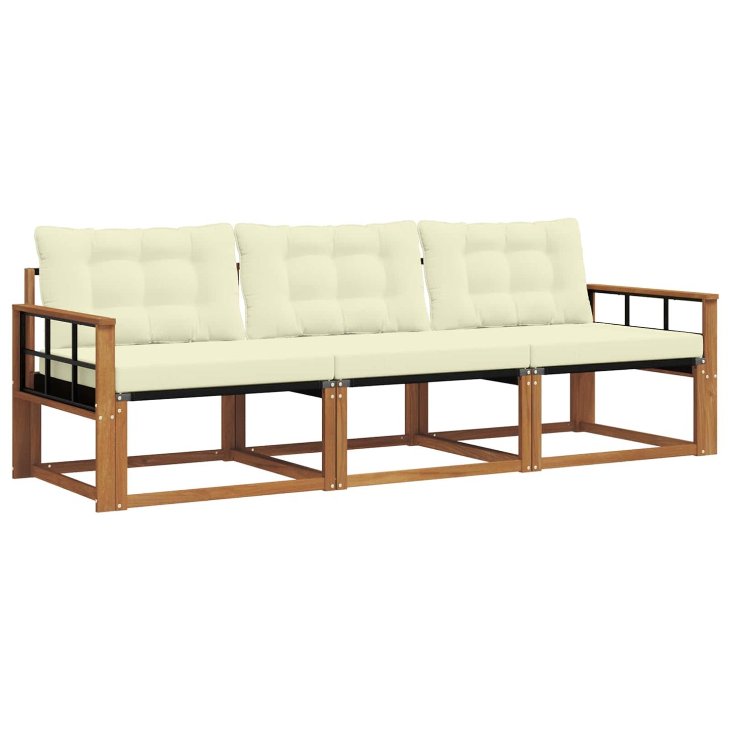 Set di divani da esterno con cuscino 3 pcs Naturale e Crema