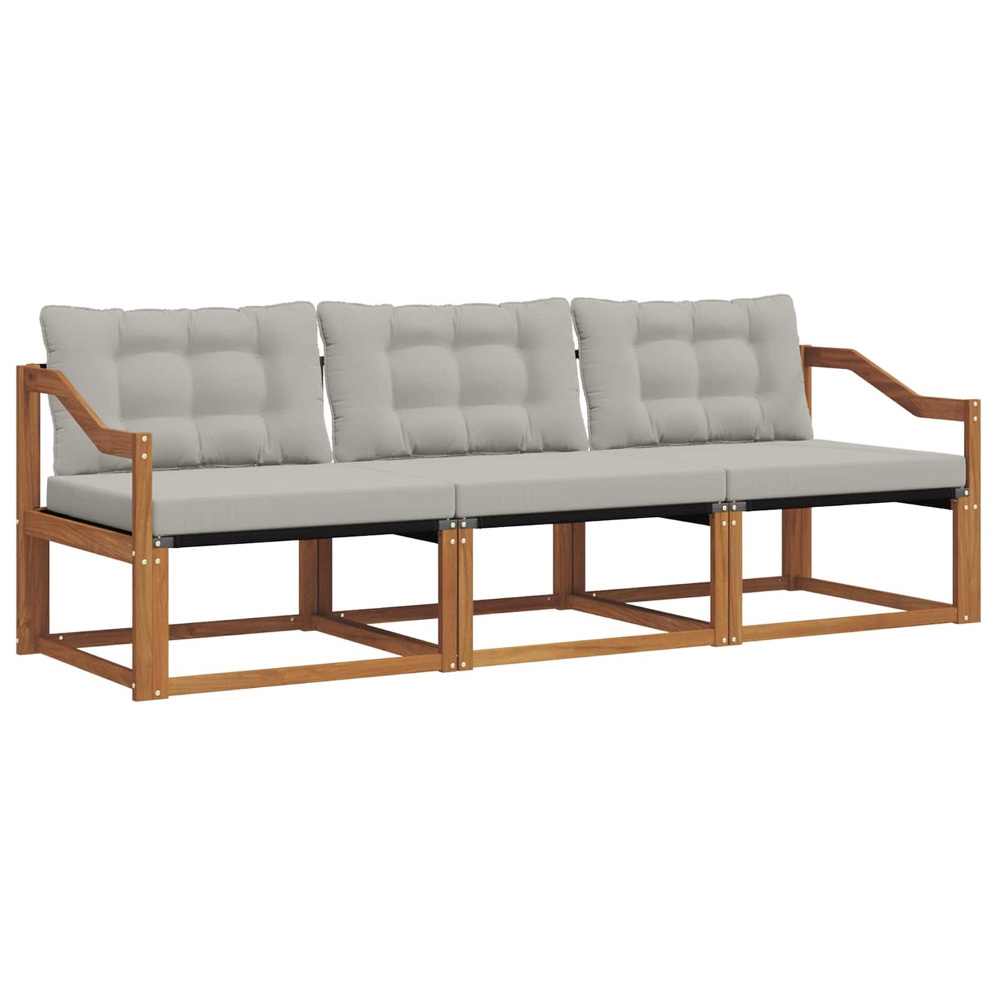 Set di divani da esterno 3 pcs Grigio Naturale e Chiaro