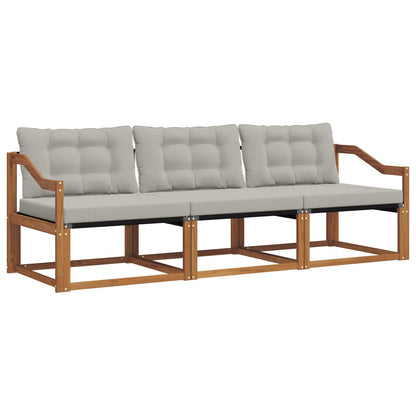 Set di divani da esterno 3 pcs Grigio Naturale e Chiaro