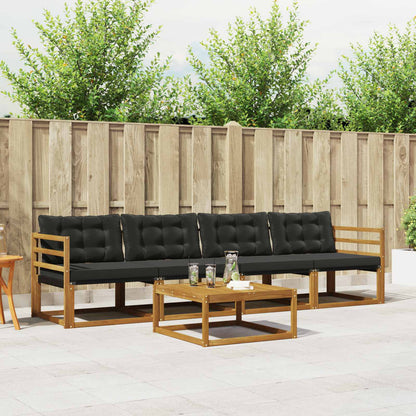 Set di divani da esterno con cuscino 5 pcs Naturale e Nero