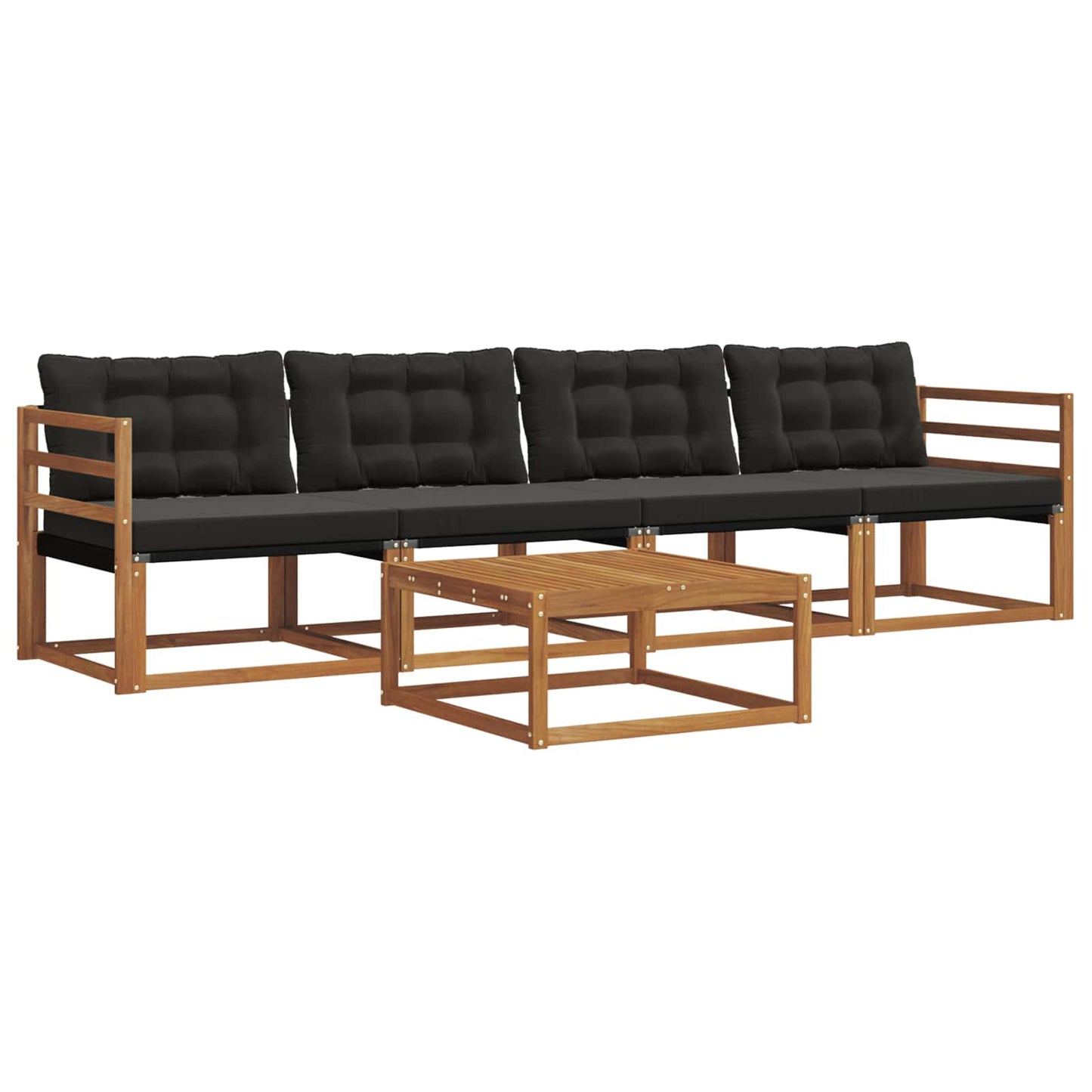 Set di divani da esterno con cuscino 5 pcs Naturale e Nero