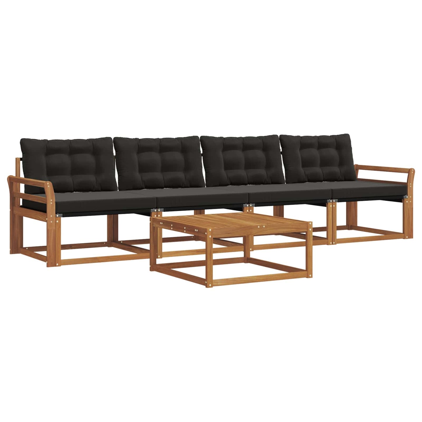 Set di divani da esterno con cuscino 5 pcs Naturale e Nero