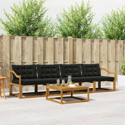 Set di divani da esterno con cuscino 5 pcs Naturale e Nero