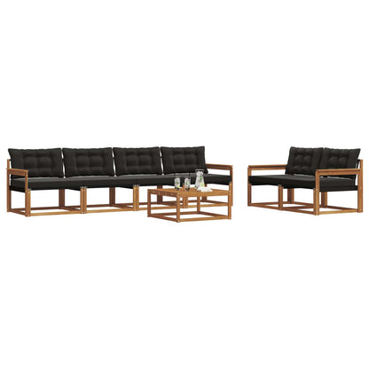 Set di divani da esterno con cuscino 7 pcs Naturale e Nero