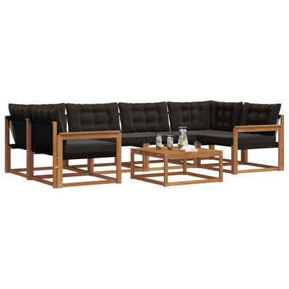 Set di divani da esterno con cuscino 7 pcs Naturale e Nero
