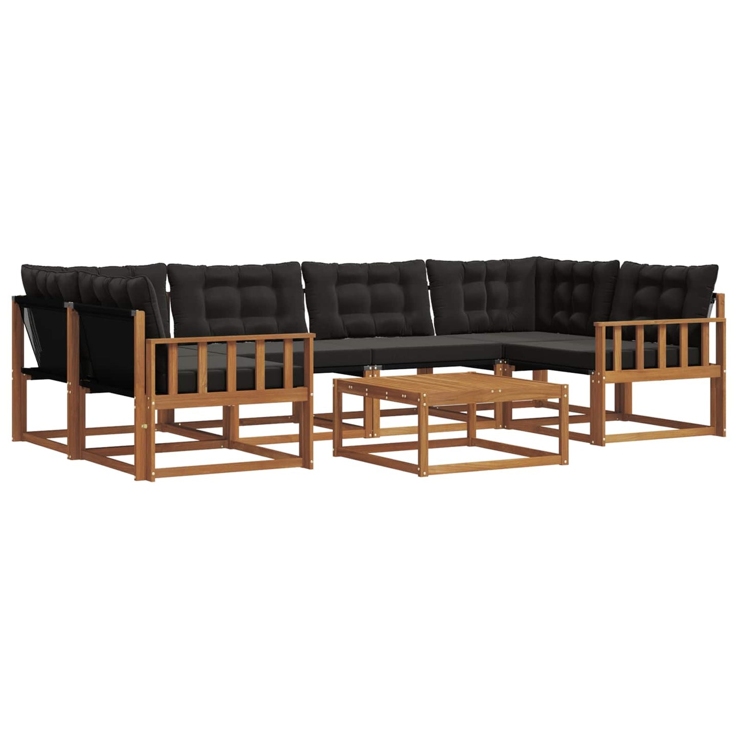 Set di divani da esterno con cuscino 7 pcs Naturale e Nero
