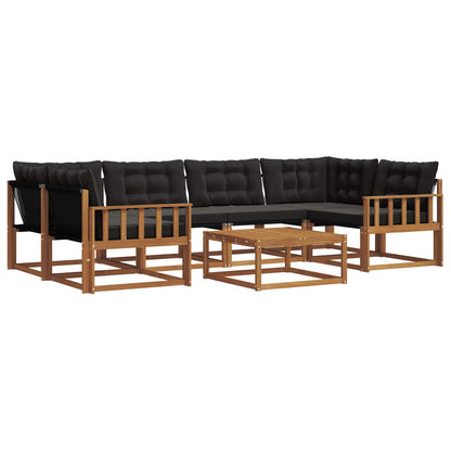 Set di divani da esterno con cuscino 7 pcs Naturale e Nero