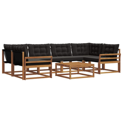 Set di divani da esterno con cuscino 7 pcs Naturale e Nero