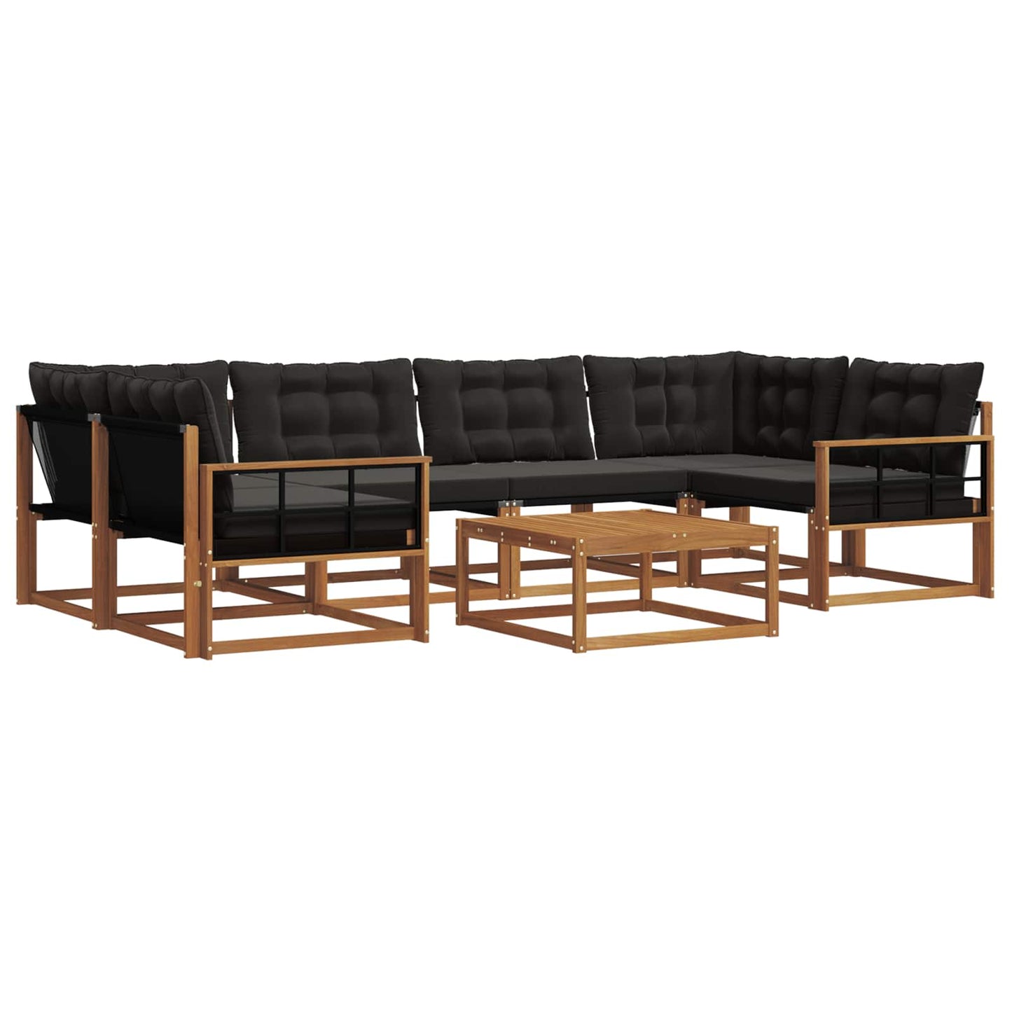 Set di divani da esterno con cuscino 7 pcs Naturale e Nero