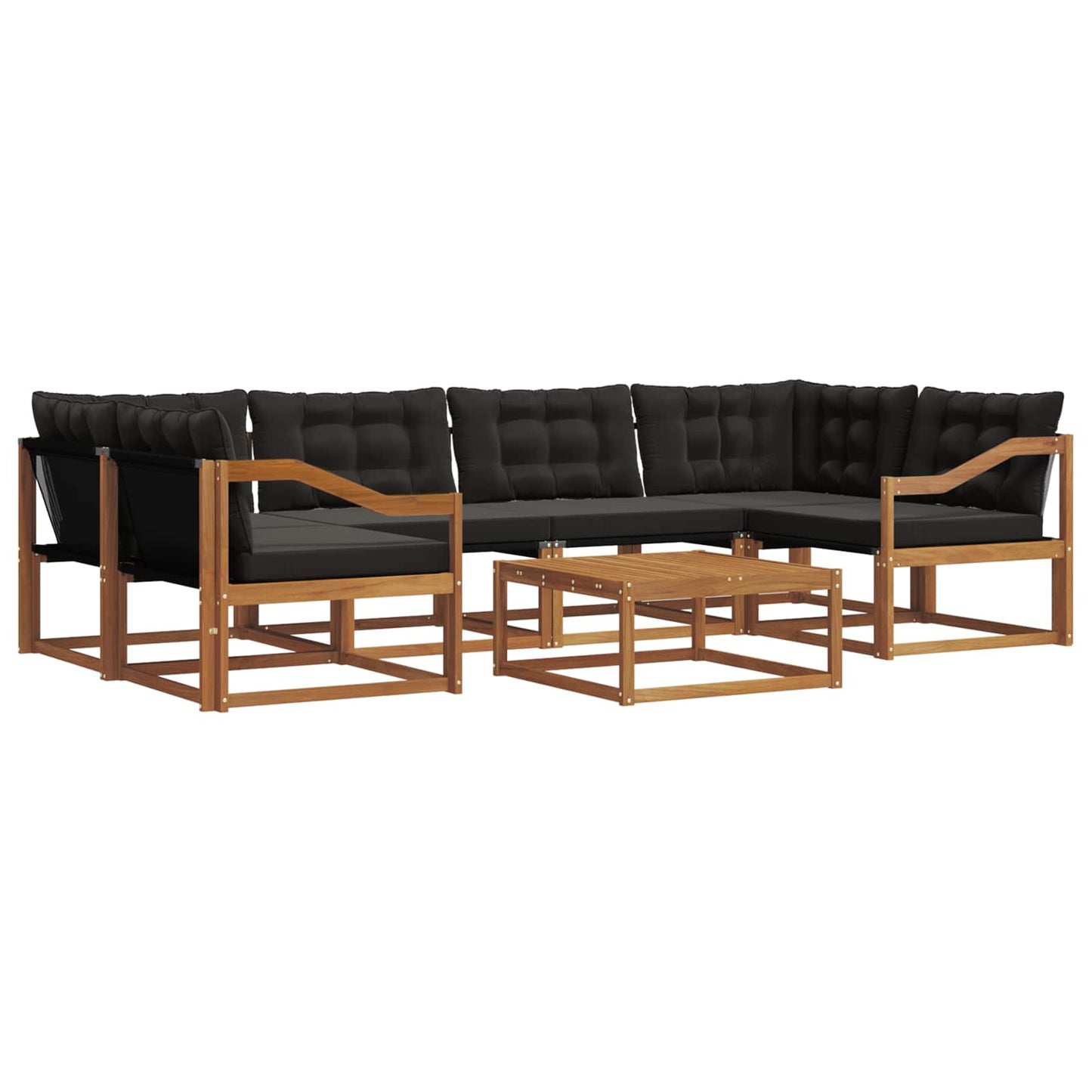 Set di divani da esterno con cuscino 7 pcs Naturale e Nero