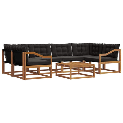 Set di divani da esterno con cuscino 7 pcs Naturale e Nero