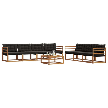 Set di divani da esterno con cuscino 8 pcs Naturale e Nero