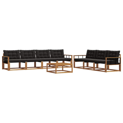 Set di divani da esterno con cuscino 8 pcs Naturale e Nero