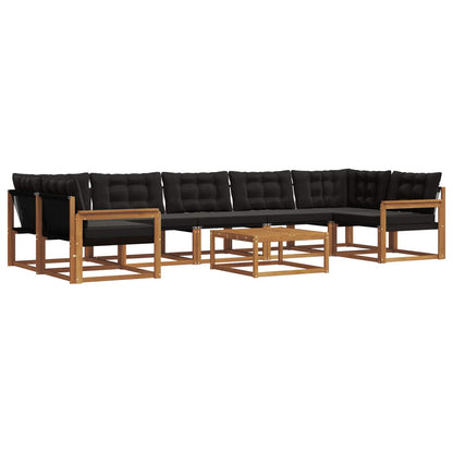 Set di divani da esterno con cuscino 8 pcs Naturale e Nero
