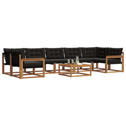 Set di divani da esterno con cuscino 8 pcs Naturale e Nero