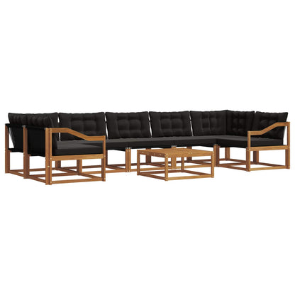 Set di divani da esterno con cuscino 8 pcs Naturale e Nero