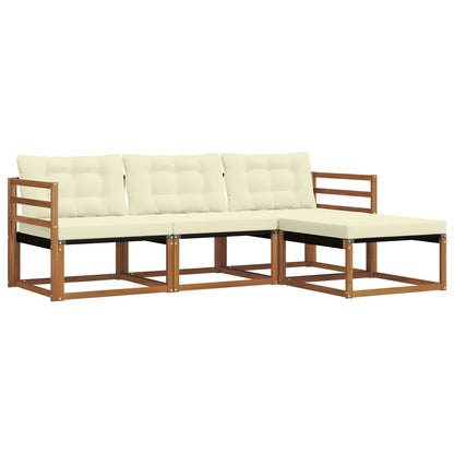 Set di divani da esterno con cuscino 4 pcs Naturale e Crema