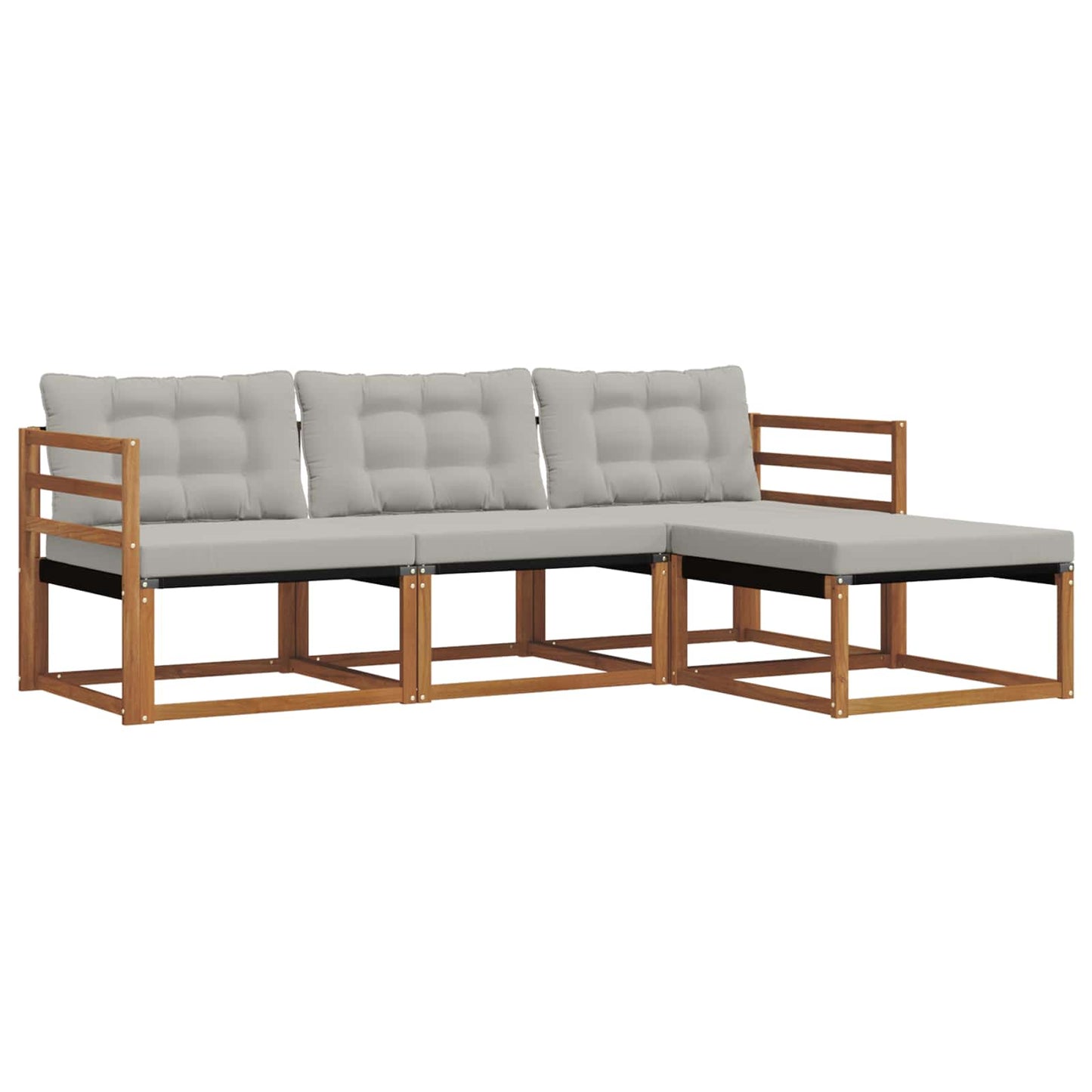 Set di divani da esterno 4 pcs Grigio Naturale e Chiaro