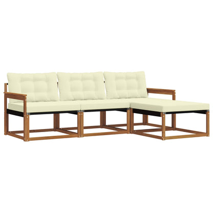 Set di divani da esterno con cuscino 4 pcs Naturale e Crema