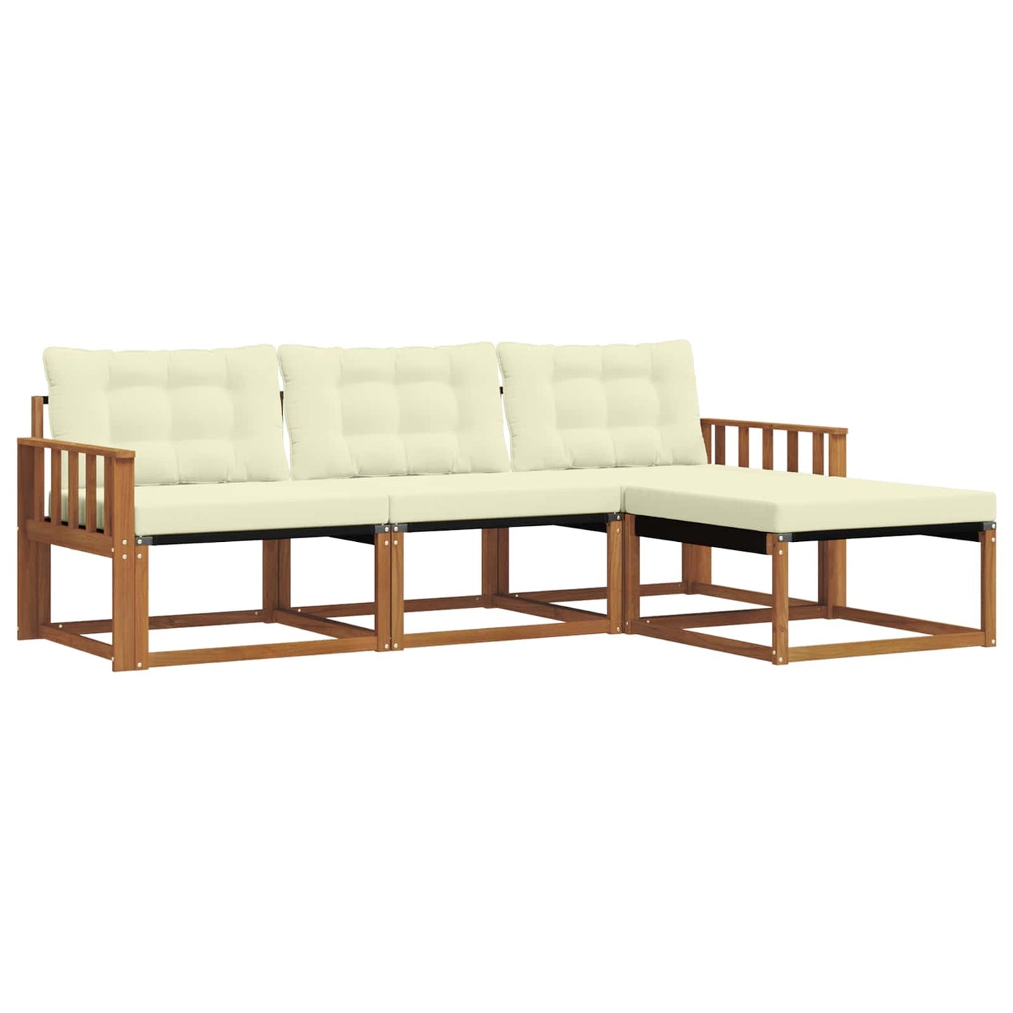 Set di divani da esterno con cuscino 4 pcs Naturale e Crema