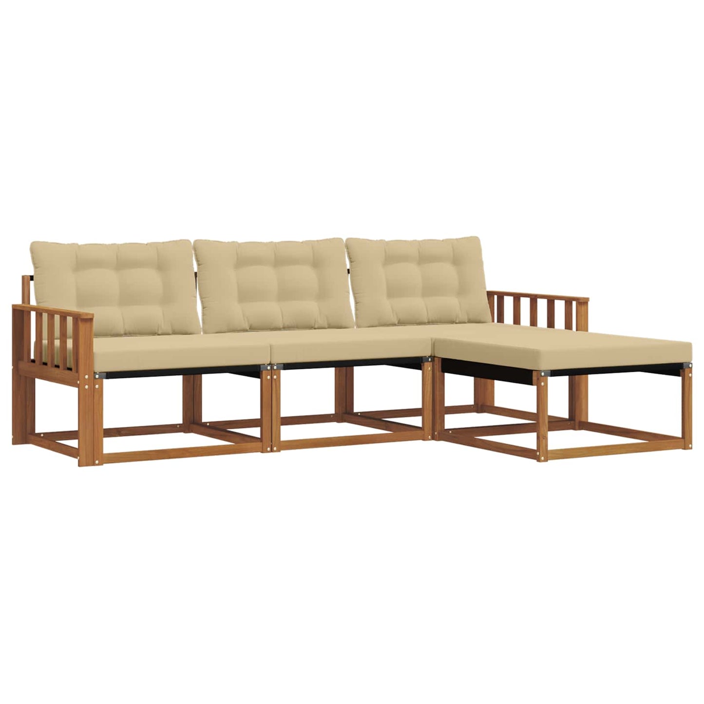 Set di divani da esterno con cuscino 4 pcs Naturale e Beige