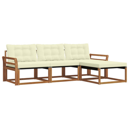 Set di divani da esterno con cuscino 4 pcs Naturale e Crema