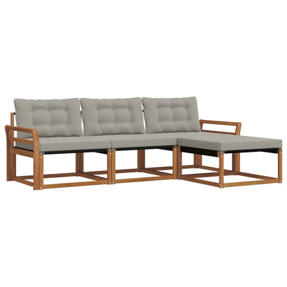 Set di divani da esterno 4 pcs Grigio Naturale e Chiaro