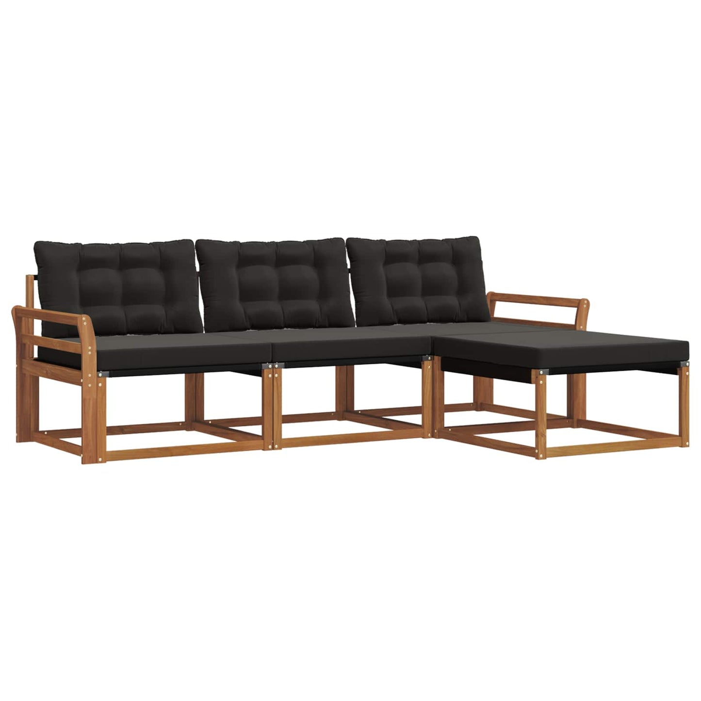 Set di divani da esterno con cuscino 4 pcs Naturale e Nero