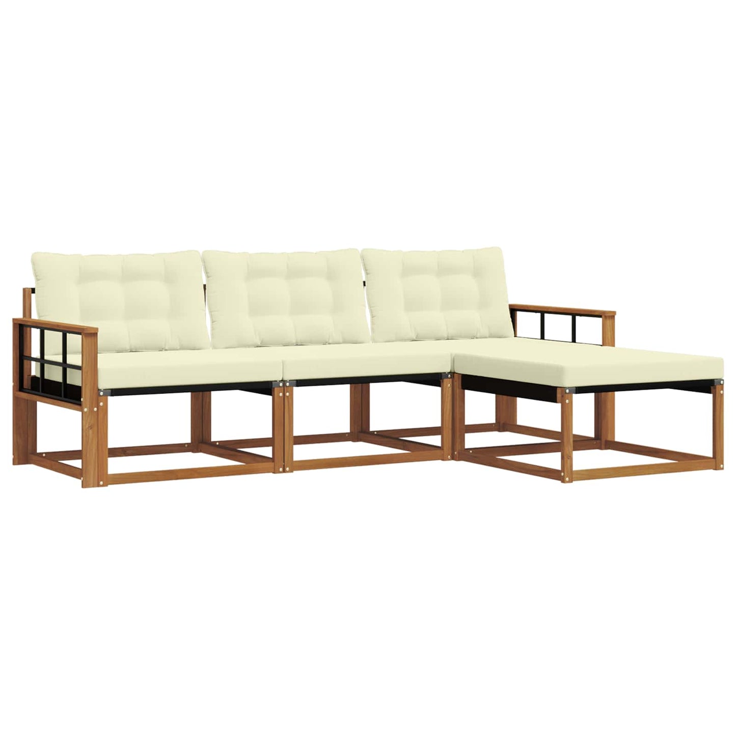 Set di divani da esterno con cuscino 4 pcs Naturale e Crema