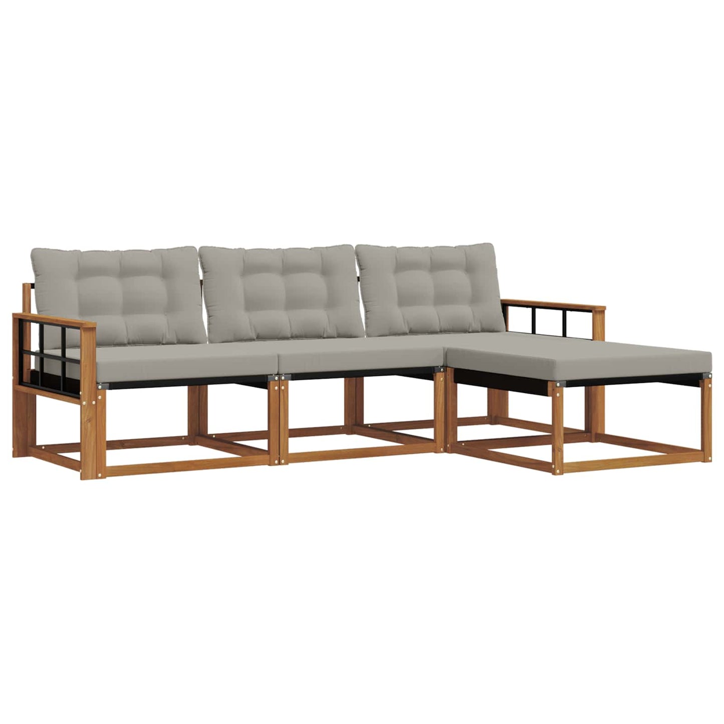 Set di divani da esterno 4 pcs Grigio Naturale e Chiaro