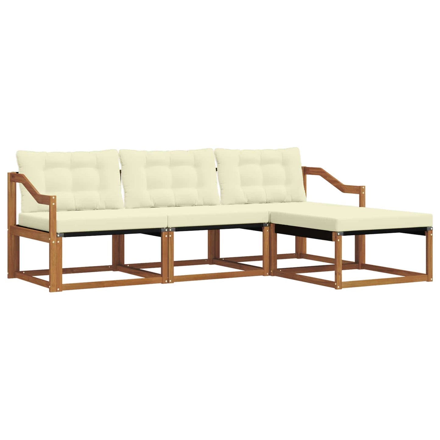 Set di divani da esterno con cuscino 4 pcs Naturale e Crema