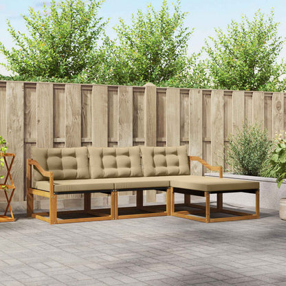 Set di divani da esterno con cuscino 4 pcs Naturale e Beige