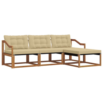 Set di divani da esterno con cuscino 4 pcs Naturale e Beige