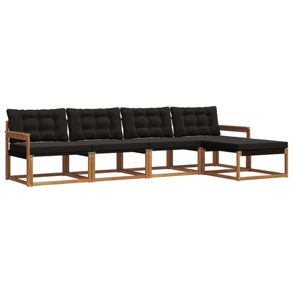 Set di divani da esterno con cuscino 5 pcs Naturale e Nero