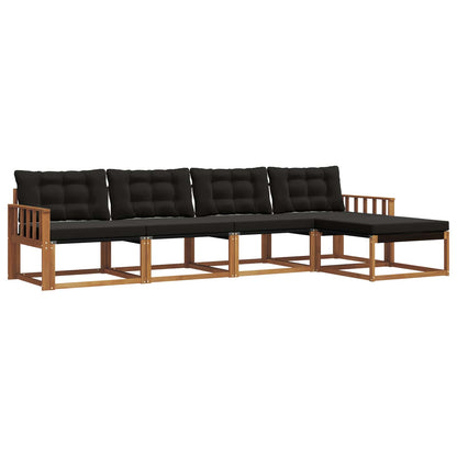 Set di divani da esterno con cuscino 5 pcs Naturale e Nero