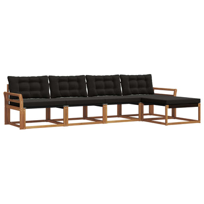 Set di divani da esterno con cuscino 5 pcs Naturale e Nero