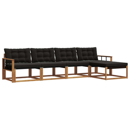 Set di divani da esterno con cuscino 5 pcs Naturale e Nero