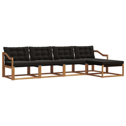 Set di divani da esterno con cuscino 5 pcs Naturale e Nero