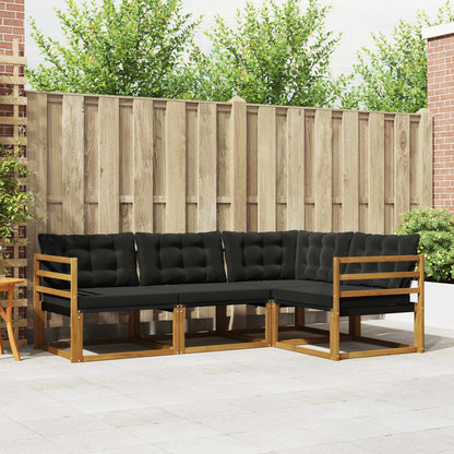Set di divani con cuscino 4 pcs Naturale e Nero