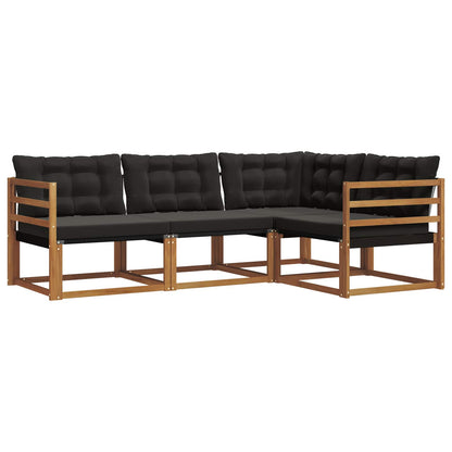 Set di divani con cuscino 4 pcs Naturale e Nero