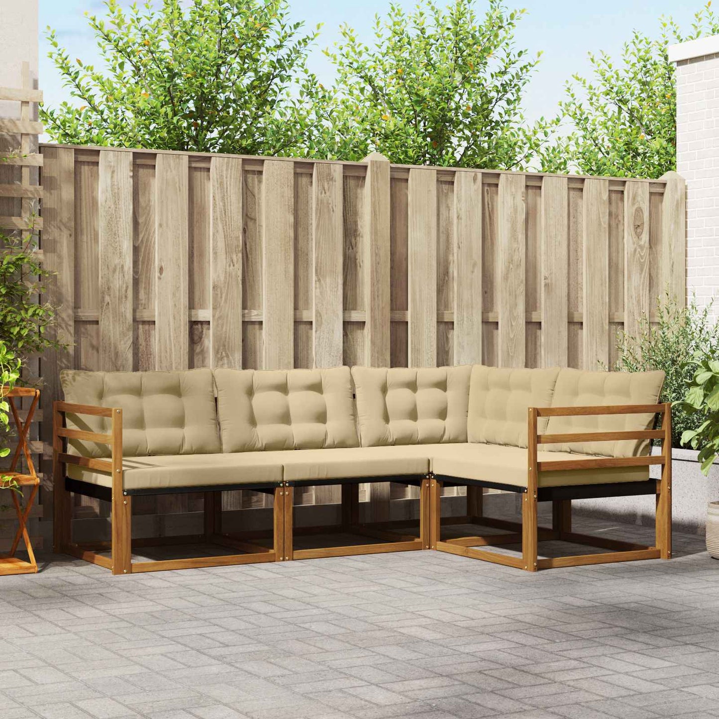 Set di divani con cuscino 4 pcs Naturale e Beige