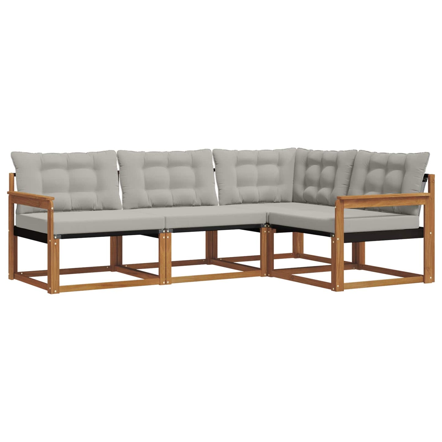 Set di divani da esterno 4 pcs Grigio Naturale e Chiaro