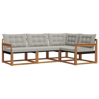 Set di divani da esterno 4 pcs Grigio Naturale e Chiaro