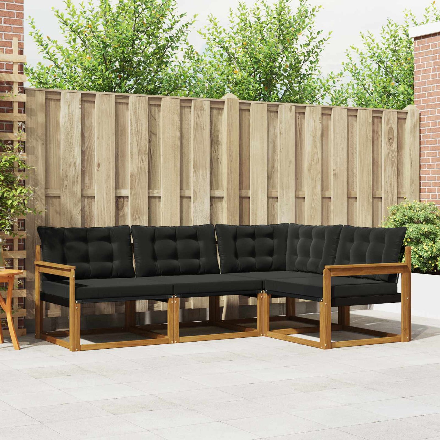 Set di divani con cuscino 4 pcs Naturale e Nero