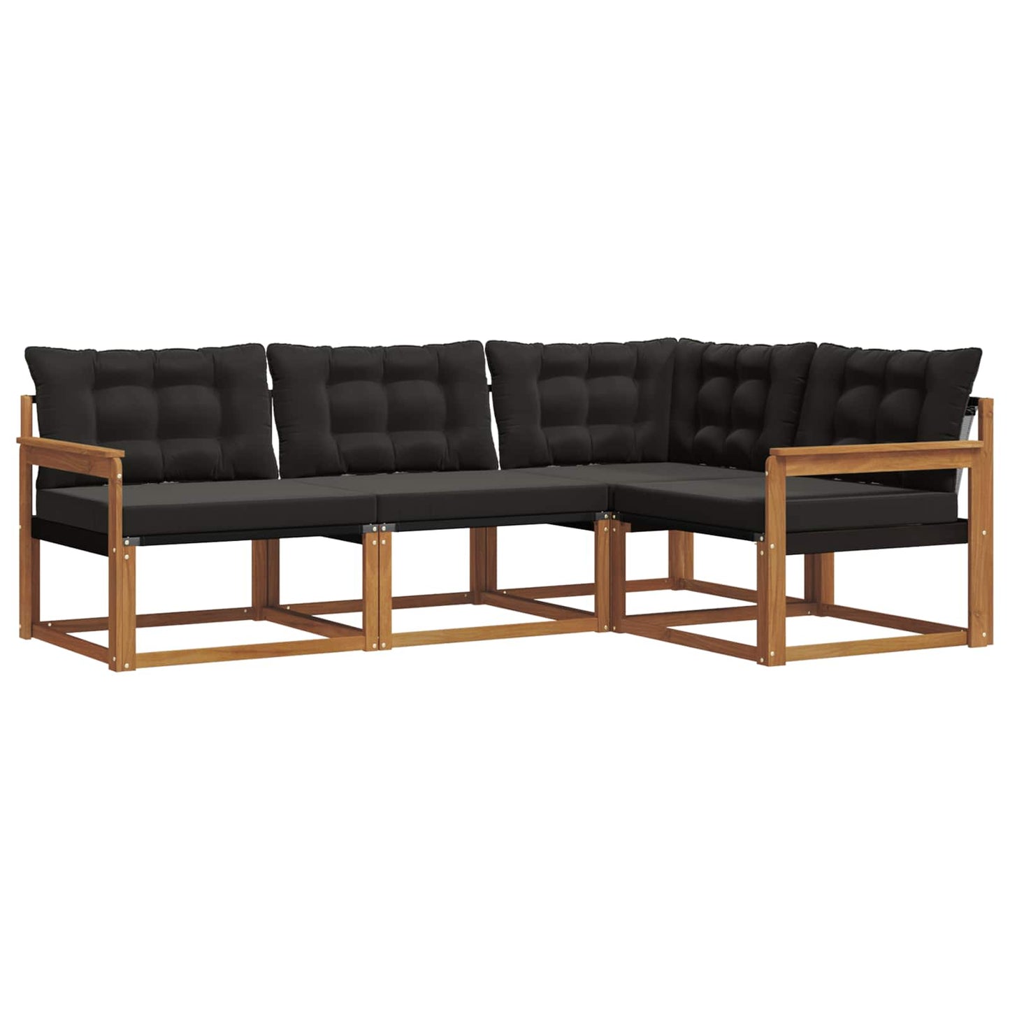 Set di divani con cuscino 4 pcs Naturale e Nero