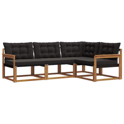 Set di divani con cuscino 4 pcs Naturale e Nero