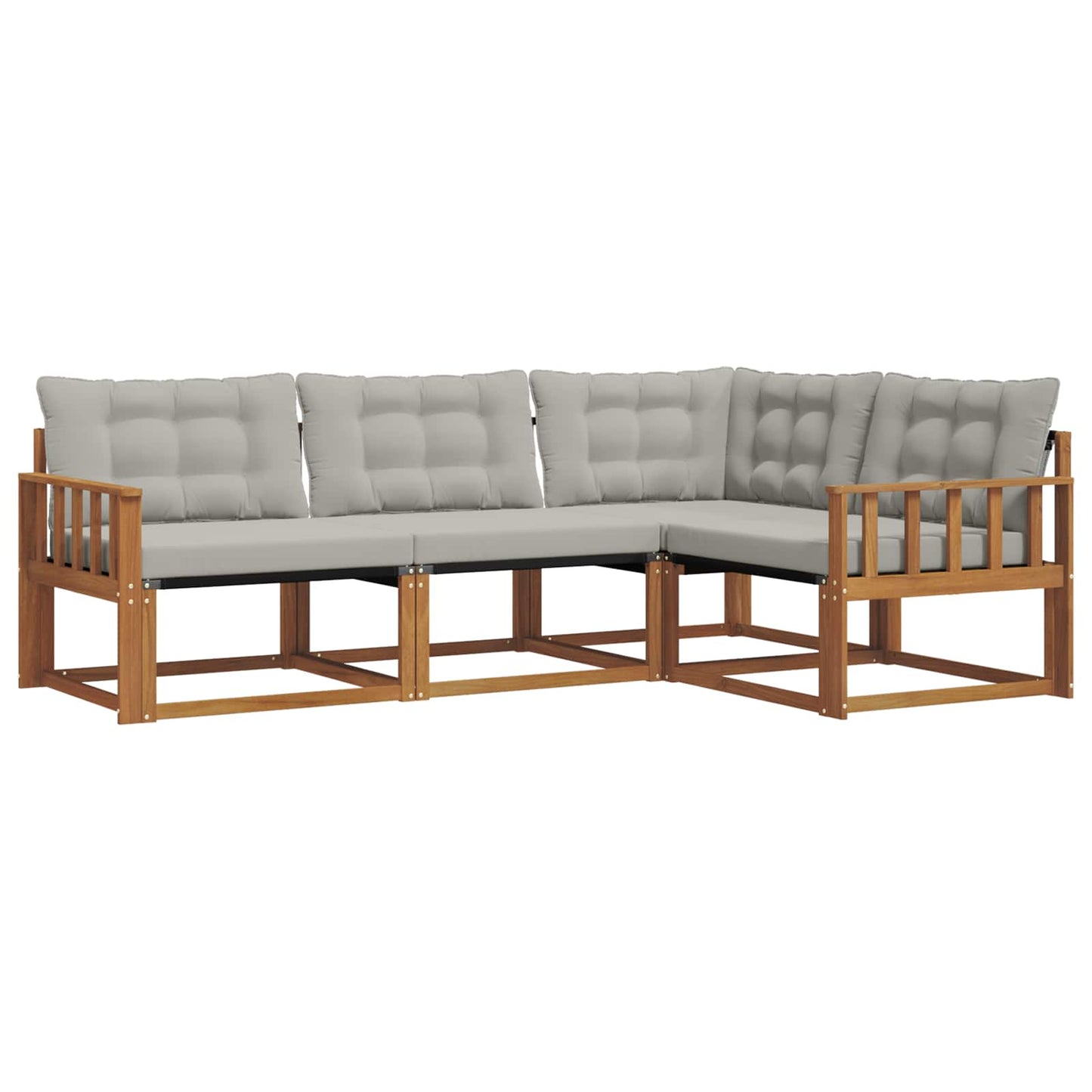Set di divani da esterno 4 pcs Grigio Naturale e Chiaro