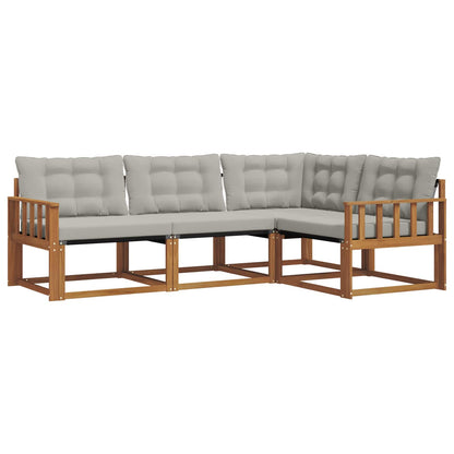 Set di divani da esterno 4 pcs Grigio Naturale e Chiaro