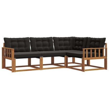 Set di divani con cuscino 4 pcs Naturale e Nero